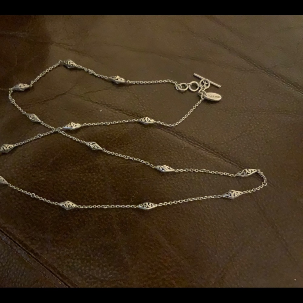 Lois Hill Silver Filigree Station Necklace
